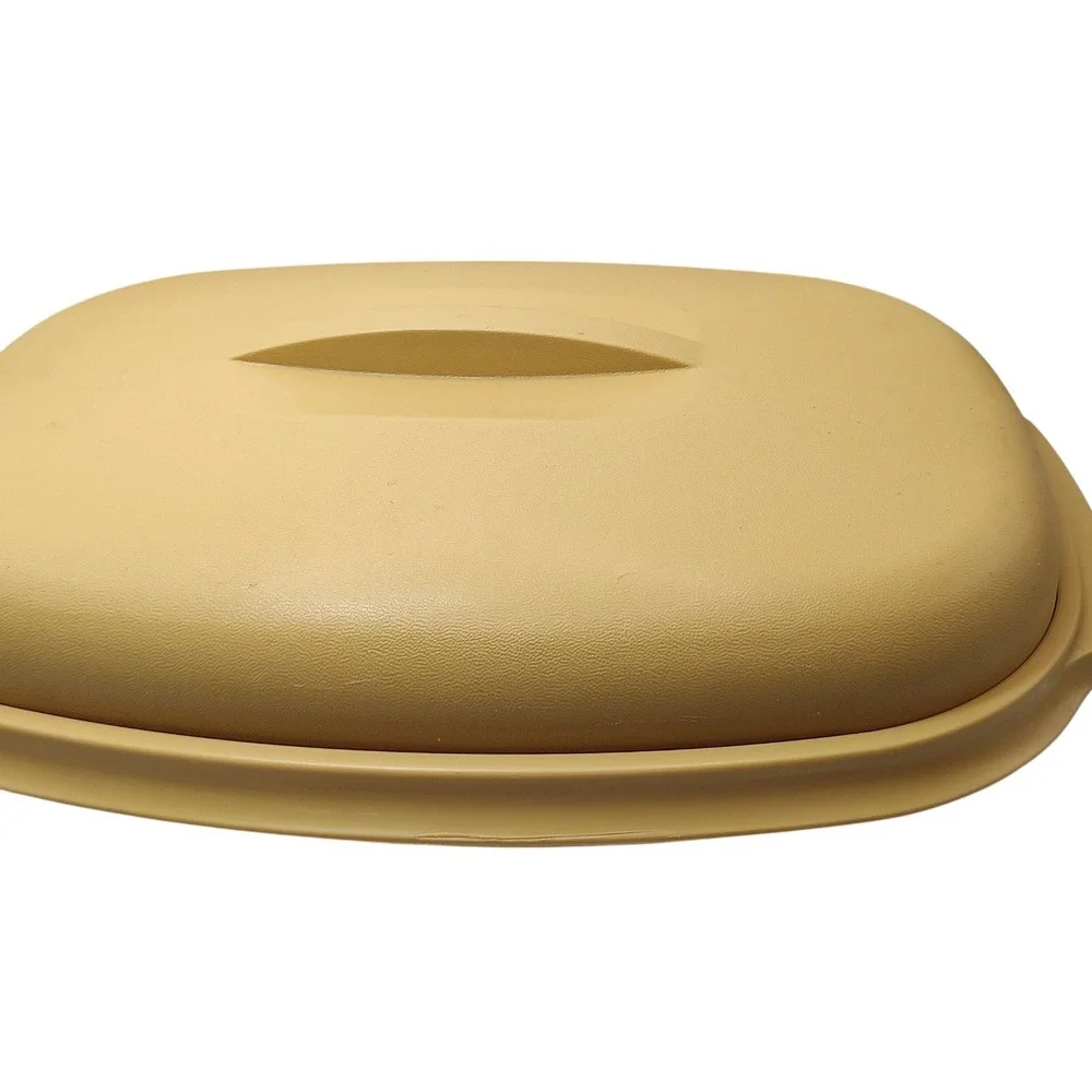 Vintage Tupperware Steamer Microwave Harvest Gold Oval‎ Two Piece NO STEAMER SEE